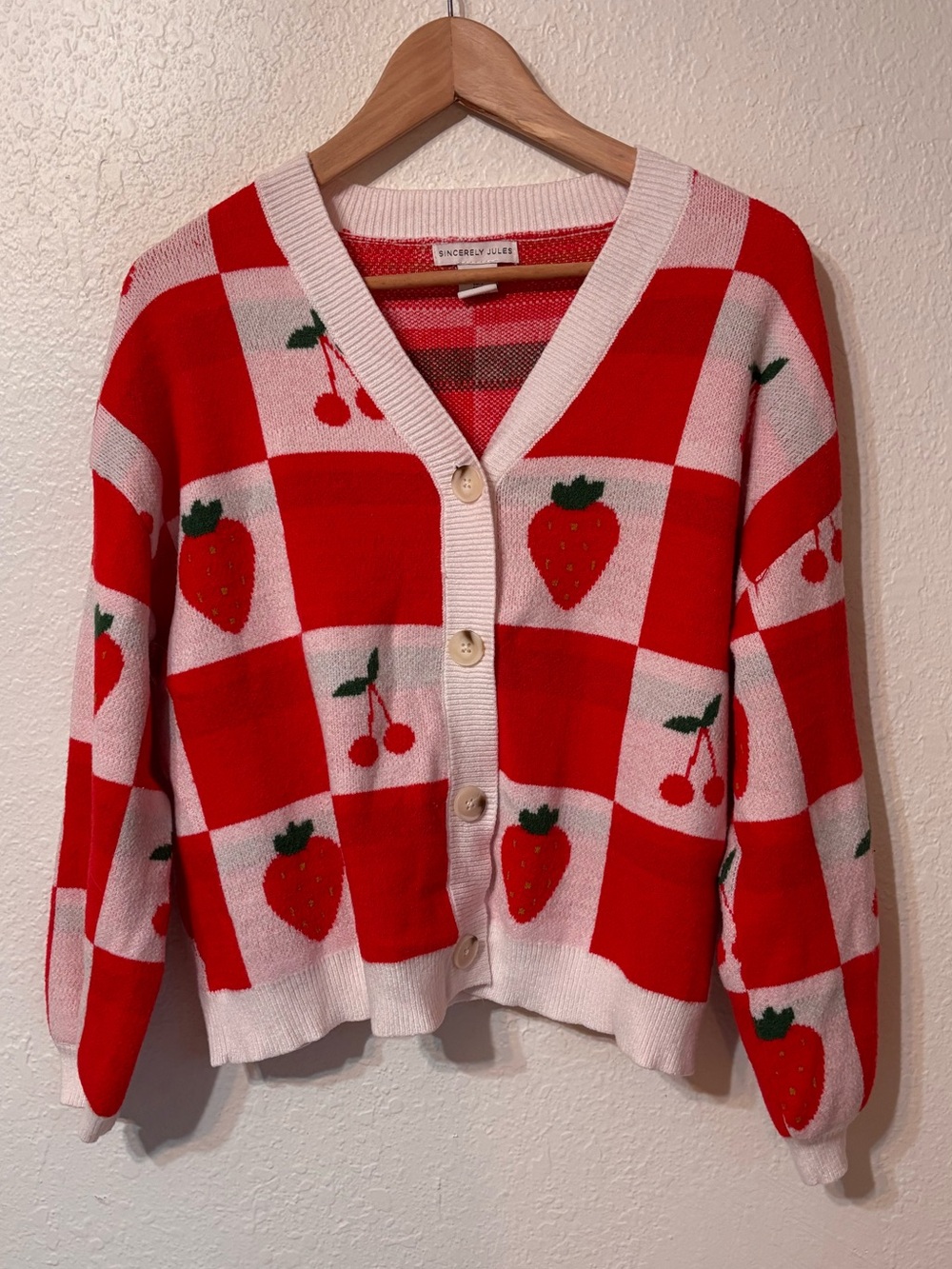 Sincerely Jules Strawberry Cherry Cardigan Small